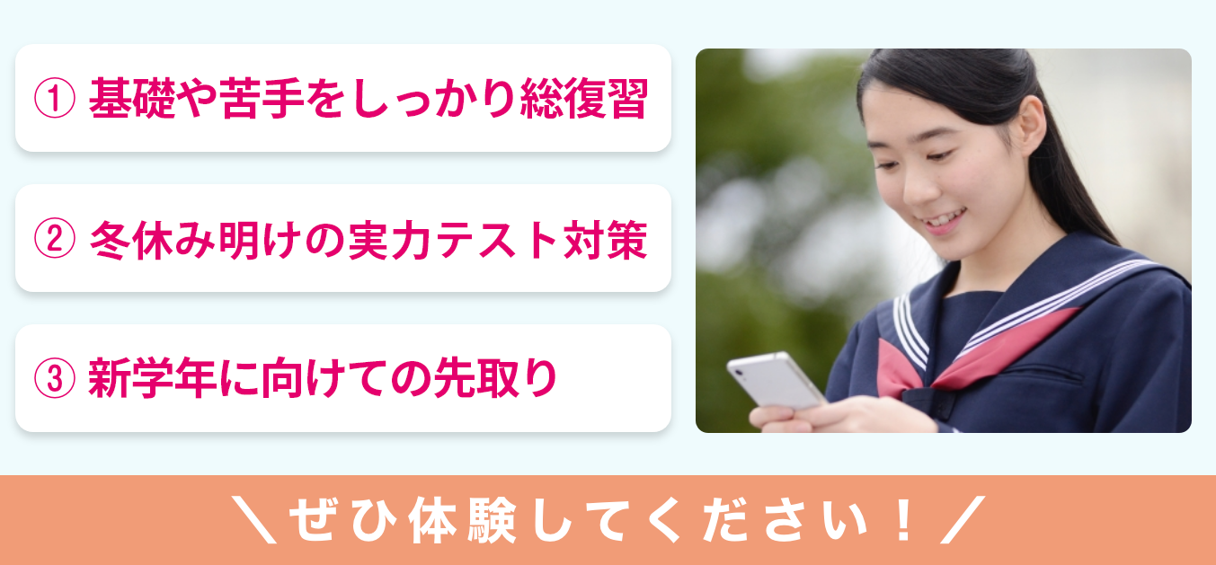 山形・米沢・置賜地域に特化したオンライン学習塾(冬期講習2023)